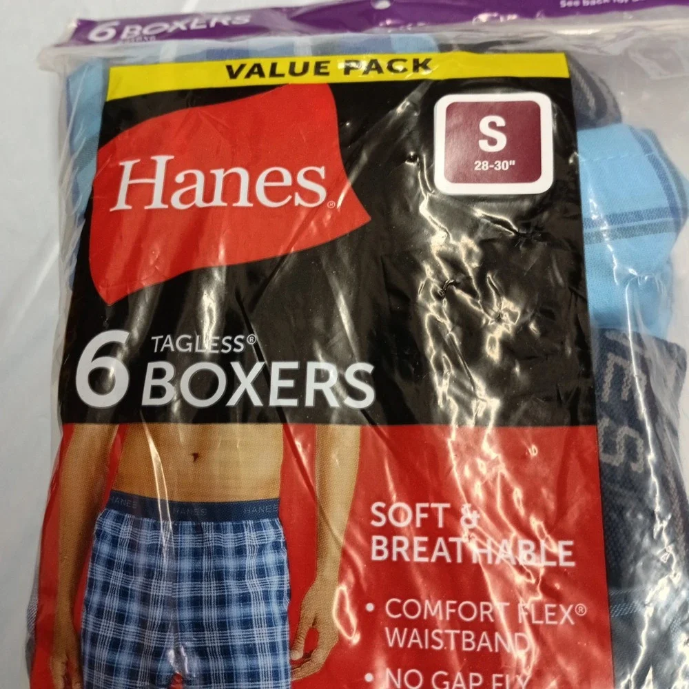 Hanes 6 Pack Men's Underwear Boxers Breathable Assorted Colors Size S (28-30